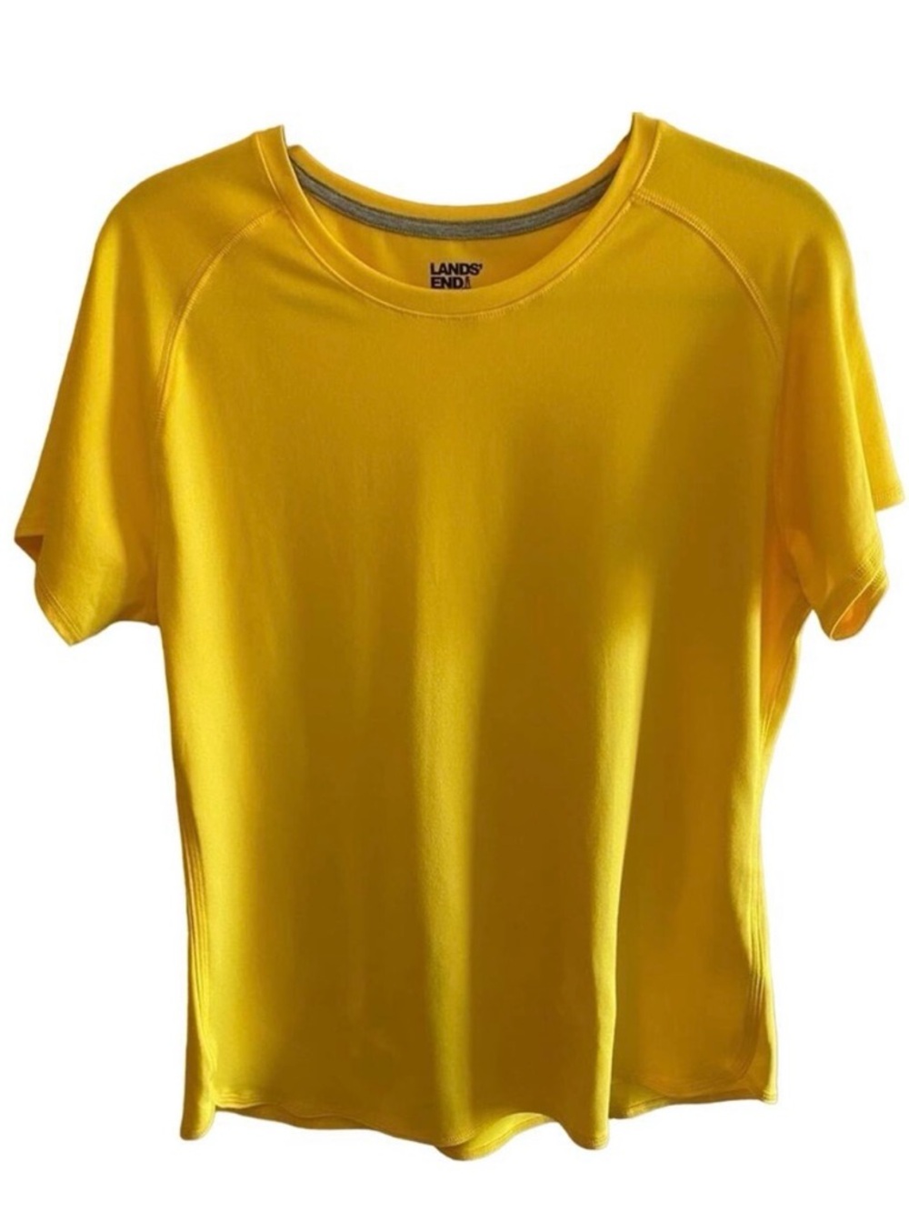 Lands' End Men's Yellow Crew Neck Athletic Fit T-Shirt Size M